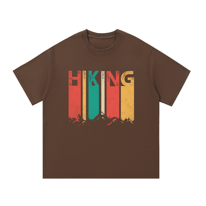 Hiking Retro Vintage Stripe Typography Tee