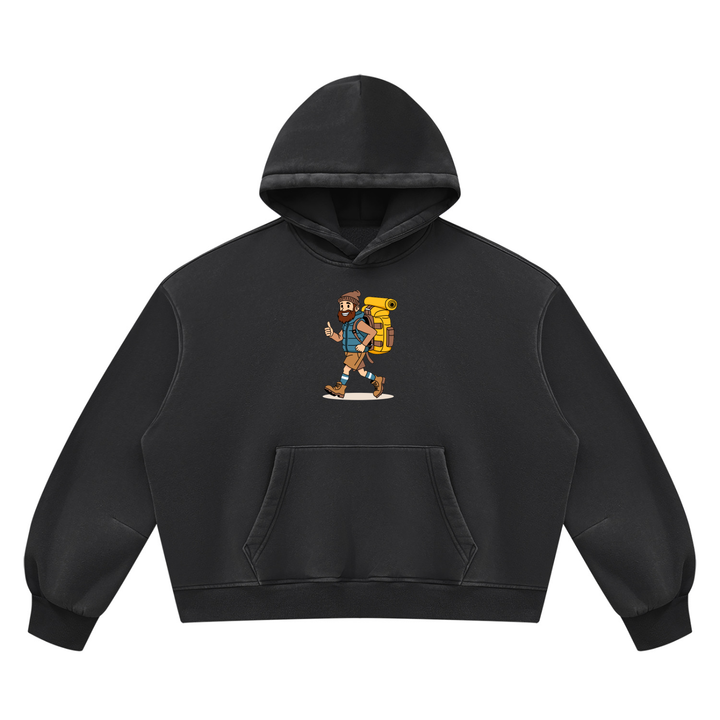 hiking lover Vintage Wash Boxy Fleece Hoodie