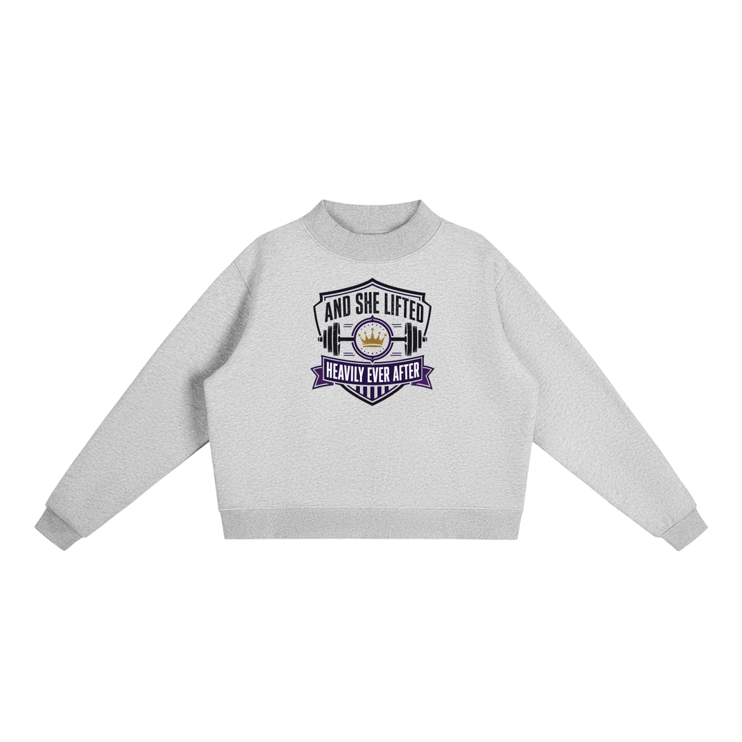 women gym wear Essential Fleece Mock-Neck Crew Sweatshirt