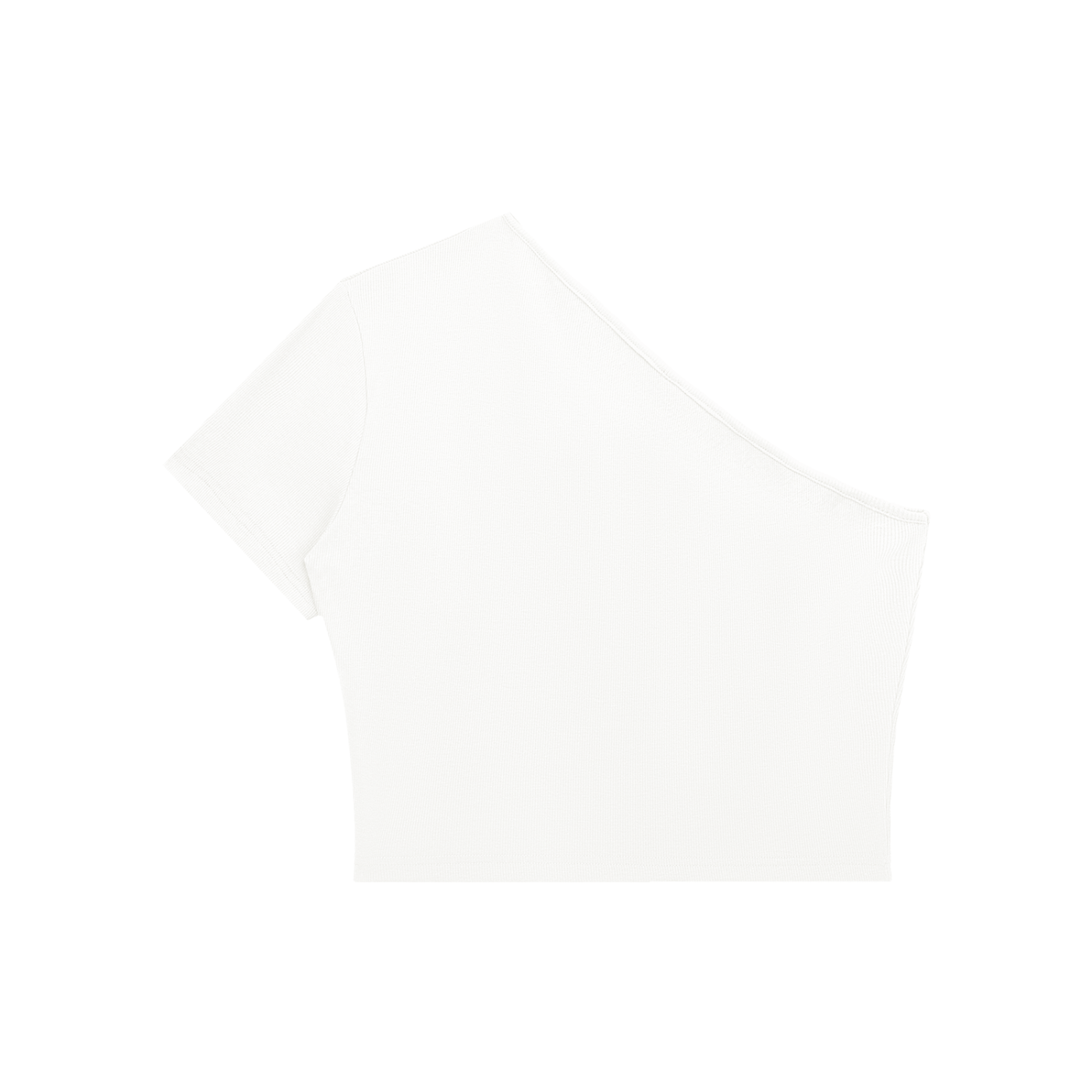 Wing Logo One-Shoulder Crop Top in White, back view.