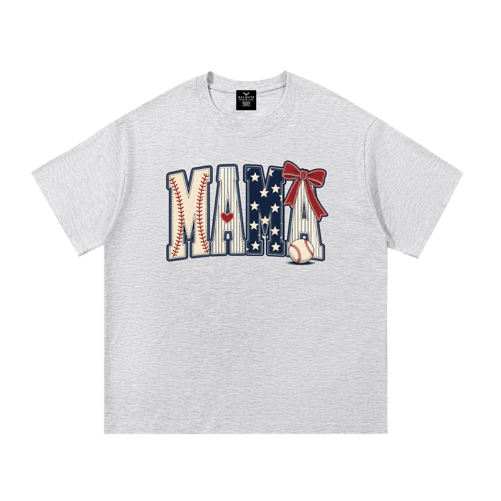 mom lover Mama Baseball Stars And Stripes Bow Tee