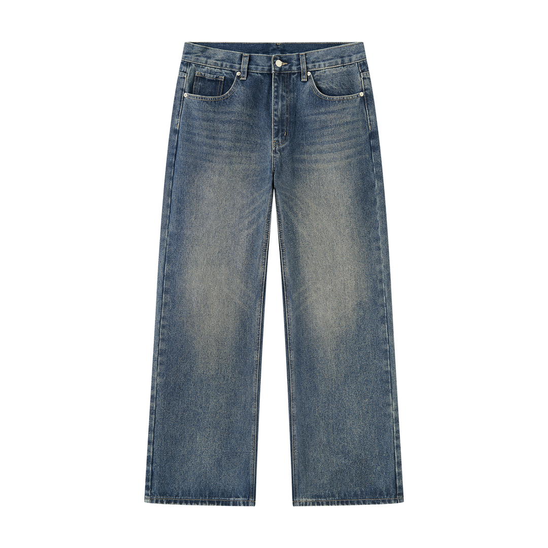 Men’s brand Vintage Wash Straight Leg Denim Jeans