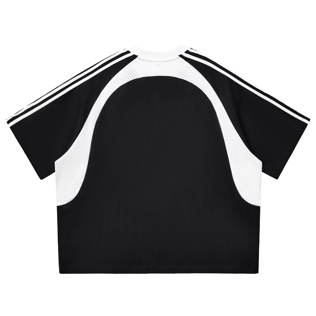 MEN T SHIRT Wing Logo Contrast Stripe Mesh Panel Tee