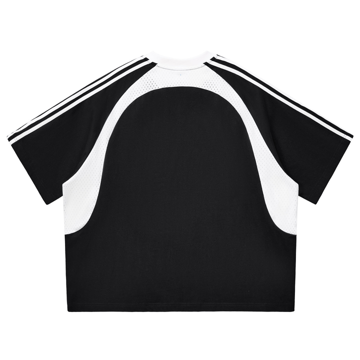 MEN T SHIRT Wing Logo Contrast Stripe Mesh Panel Tee