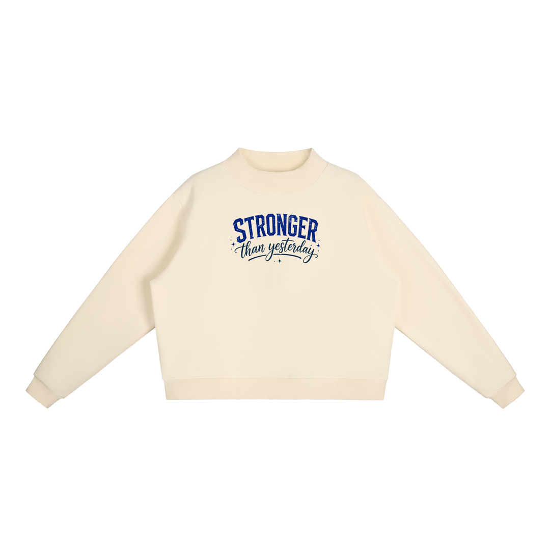 WOMEN GYM WEAR Essential Fleece Mock-Neck Crew Sweatshirt