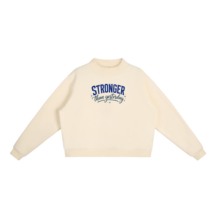 WOMEN GYM WEAR Essential Fleece Mock-Neck Crew Sweatshirt