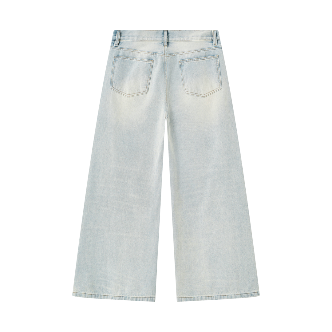 men pent Vintage Wash Wide Leg Denim Jeans