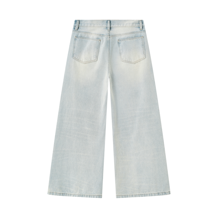 men pent Vintage Wash Wide Leg Denim Jeans