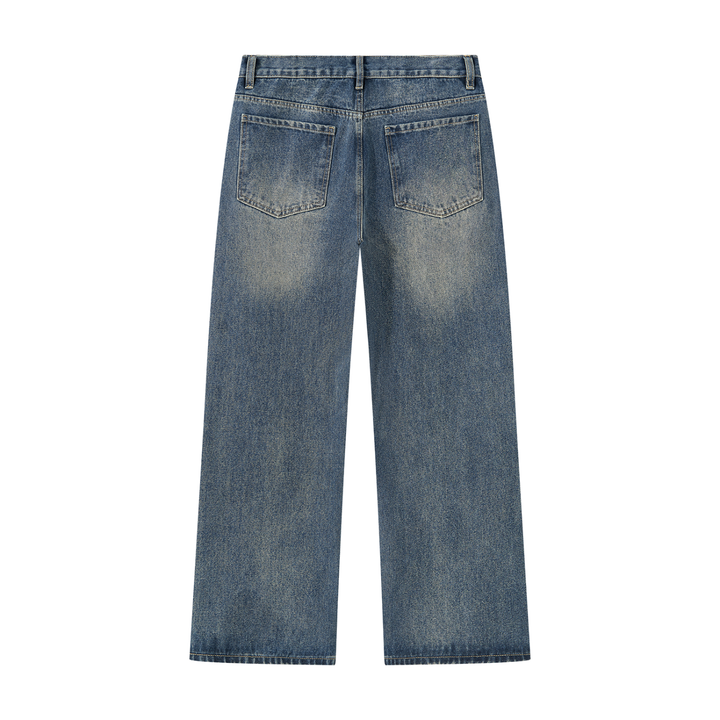 Men’s brand Vintage Wash Straight Leg Denim Jeans
