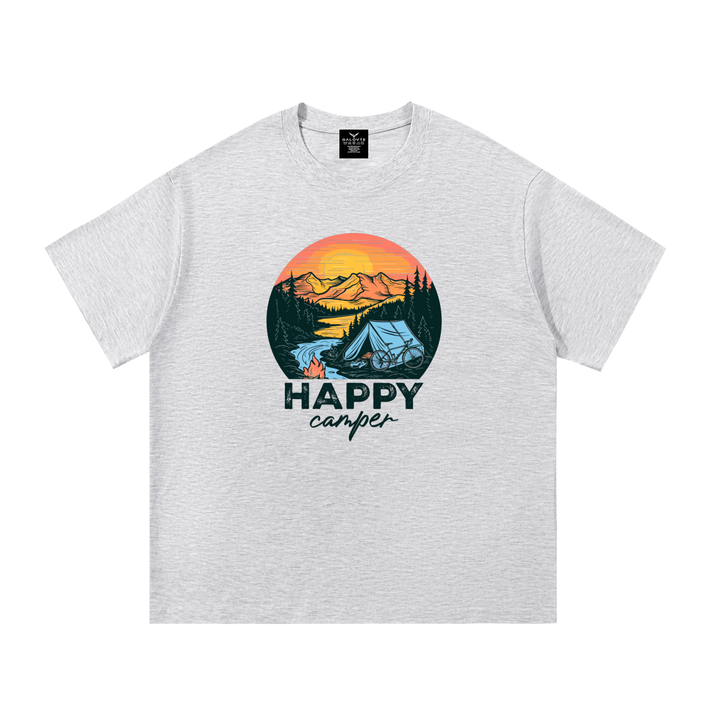 HIKING LOVER Happy Camper Sunset Tent Illustrated Tee