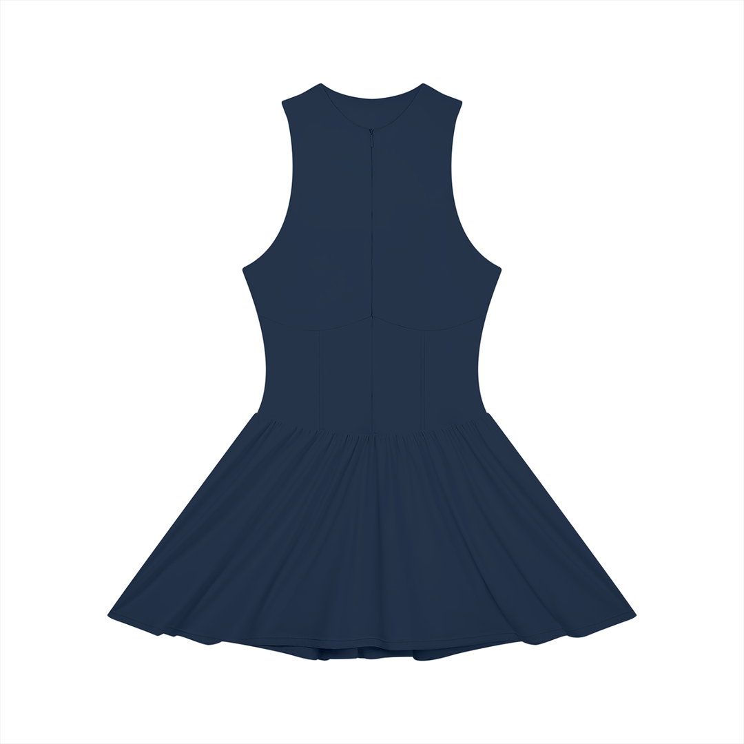 Women’s one piece Ruched Sleeveless Full-Zip Dress