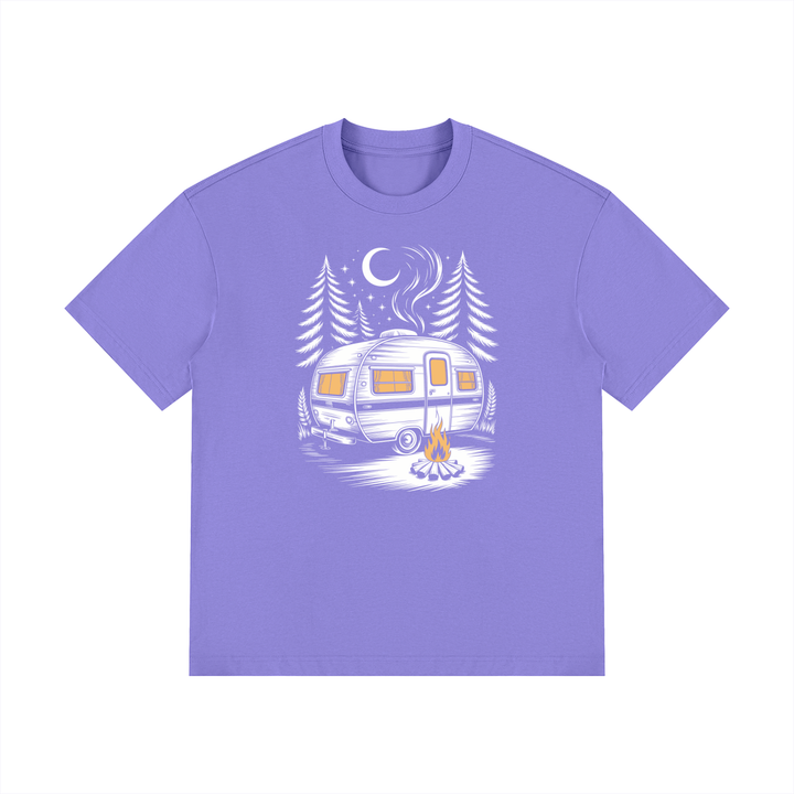 hiking lover Night Camp Caravan Illustrated Cotton Tee