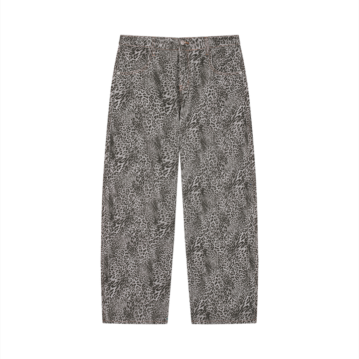 men brand  Vintage Wash Leopard Wide Leg Jeans