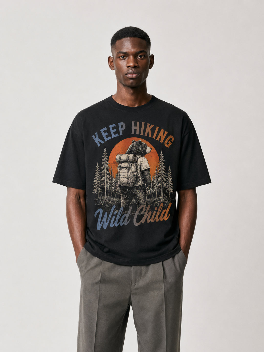 hiking lover Keep Hiking Wild Child Backpacking Bear Tee