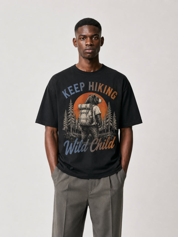hiking lover Keep Hiking Wild Child Backpacking Bear Tee