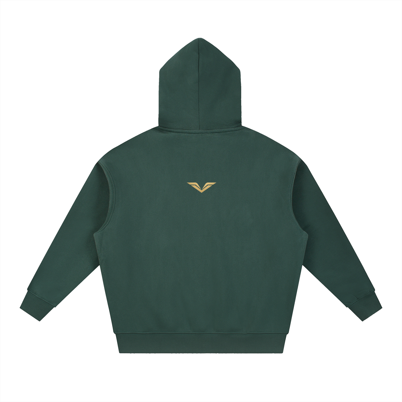 GALOVTE Spiked Metal Type Oversized Fleece Hoodie in Dark Green, back view.