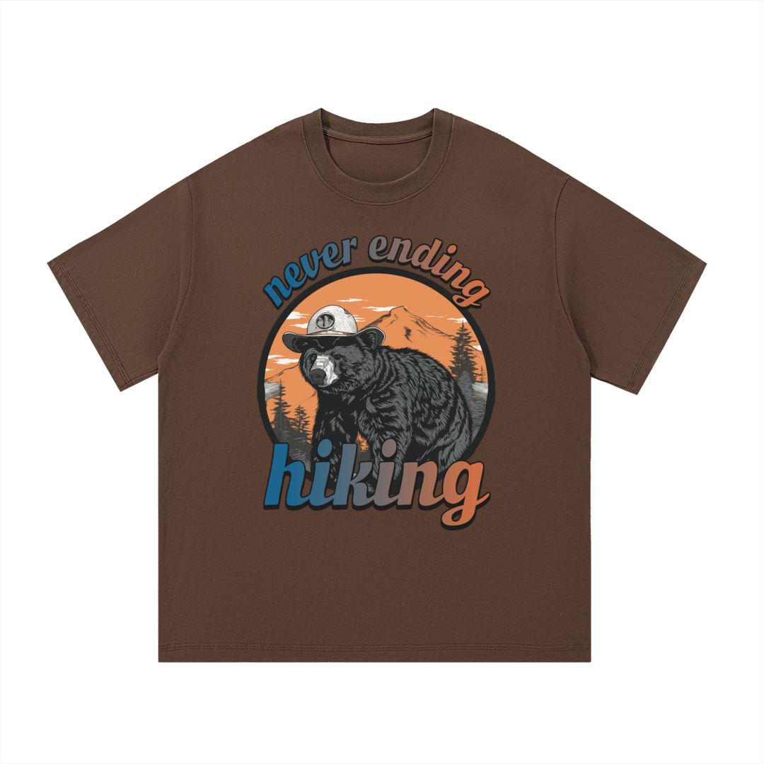 hiking lover Never Ending Hiking Retro Bear Cotton Tee