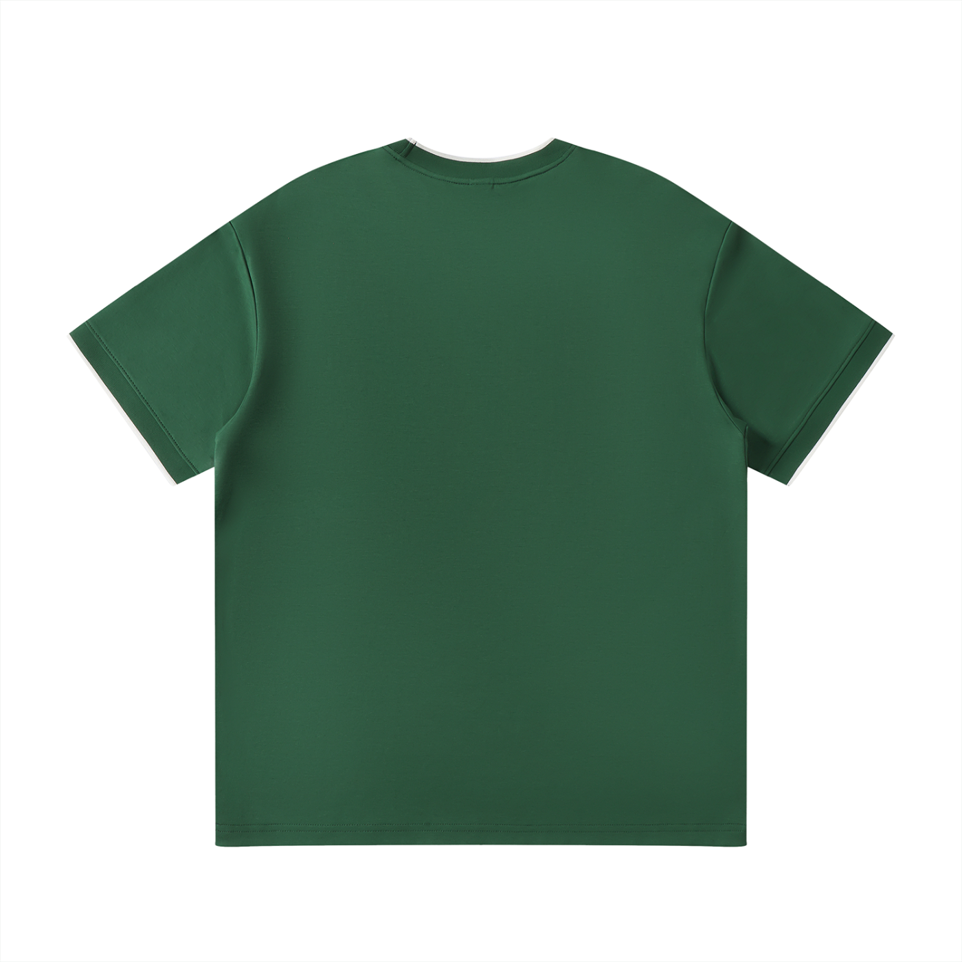 Wing Logo Contrast Tape Crewneck Tee in Dark Green, back view.