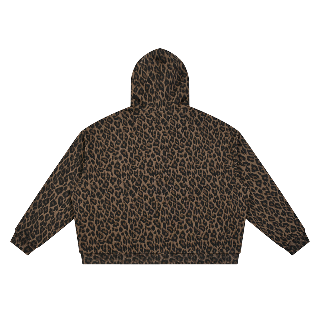 men brand Leopard Full Zip Hoodie