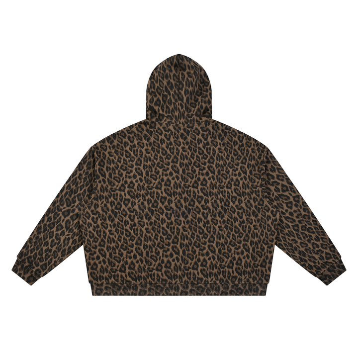 men brand Leopard Full Zip Hoodie