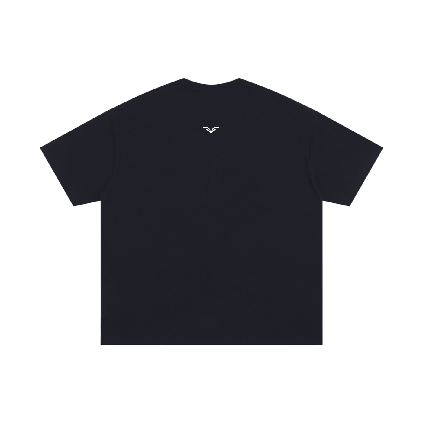 Wing Logo Left-Chest Oversized Cotton Tee in Black, back view.