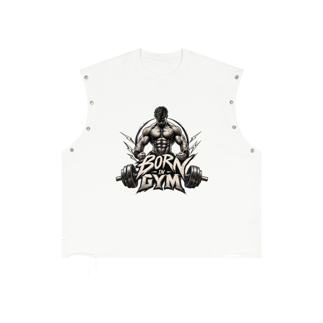 men graphic Distressed Grommet Eyelet Tank Top