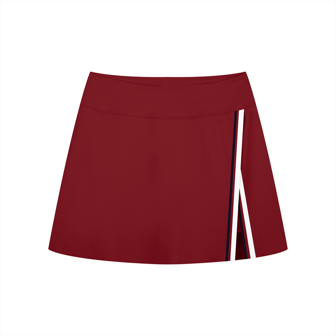 Women SKIRT A-Line Contrast Panel Slit Skirt