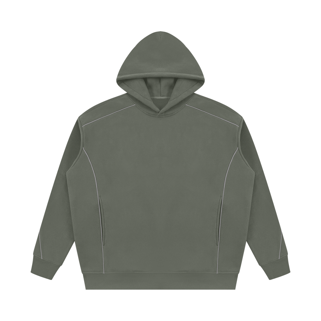 men hoddies  Oversized Piping Fleece Hoodie