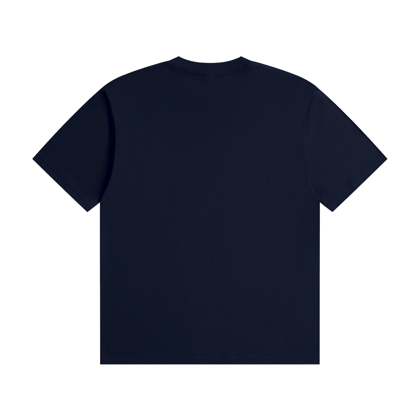 Official Bigfoot Research Team Retro Sunset Tee in Navy Blue, back view.
