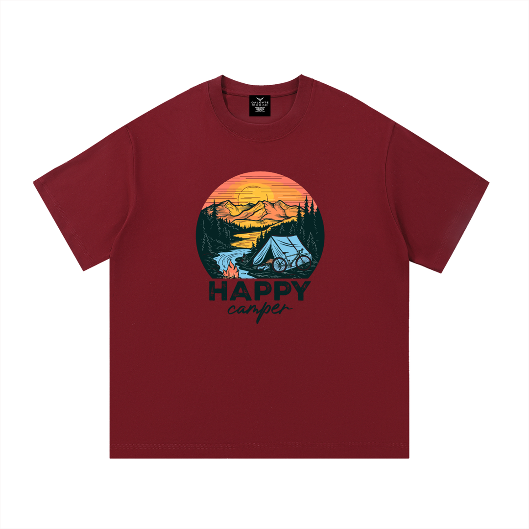 HIKING LOVER Happy Camper Sunset Tent Illustrated Tee