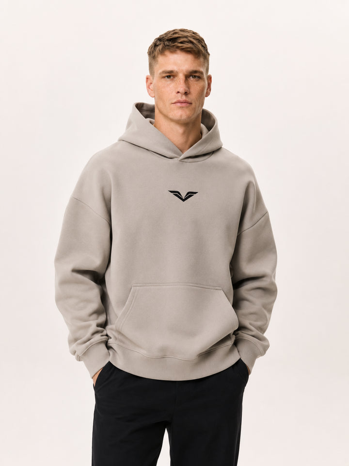 MEN HODDIES Wing Logo Heavyweight Drop Shoulder Hoodie — Stone