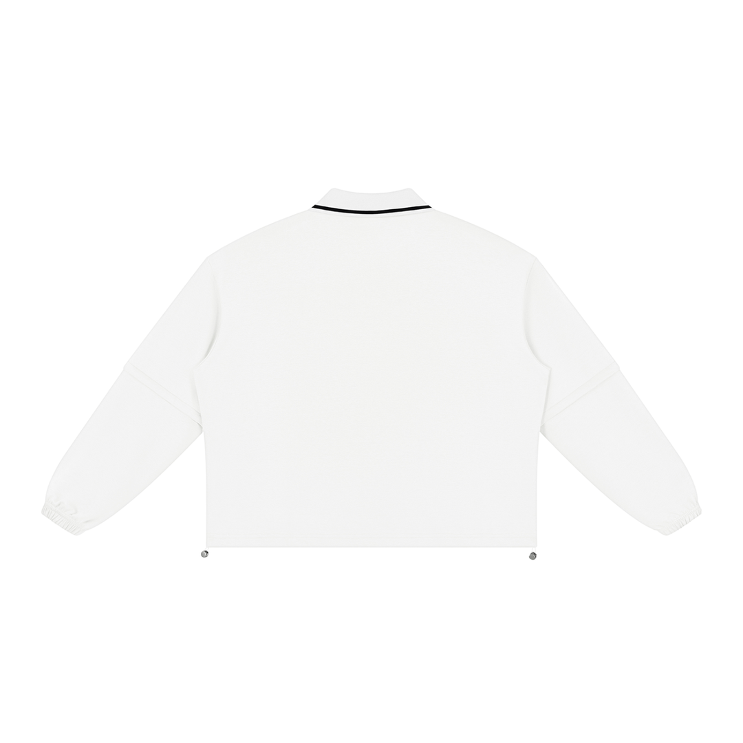 men hoddies  Boxy Collared Detachable Sweatshirt