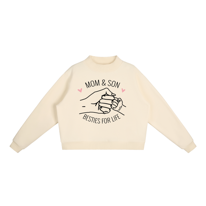 MOM LOVER  Essential Fleece Mock-Neck Crew Sweatshirt