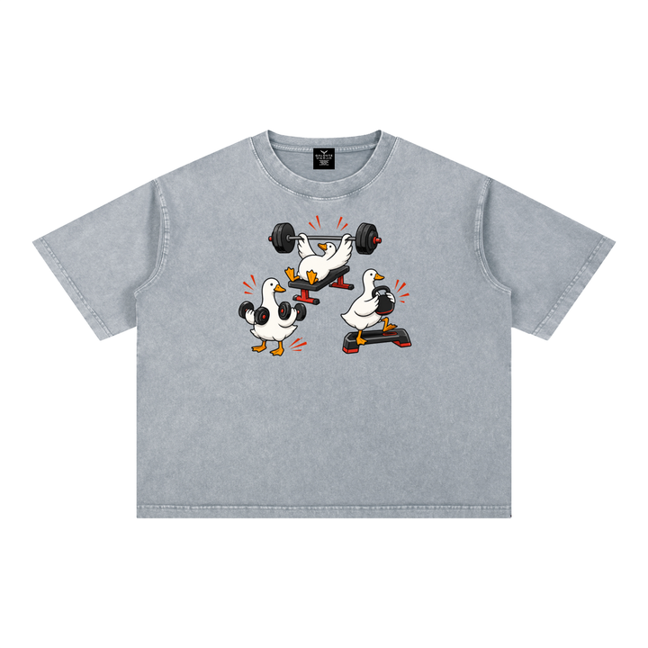 WOMEN GYM WEAR Mineral Wash Boxy Cotton T-Shirt
