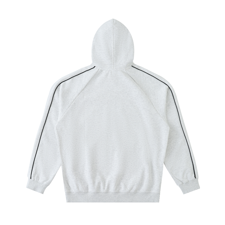 Wing Logo Contrast Piping Raglan Hoodie — Grey