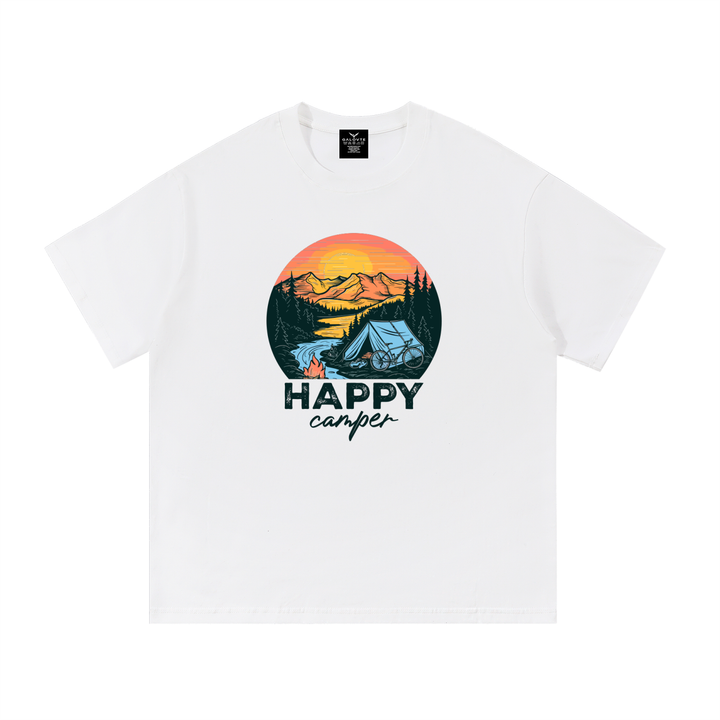 HIKING LOVER Happy Camper Sunset Tent Illustrated Tee