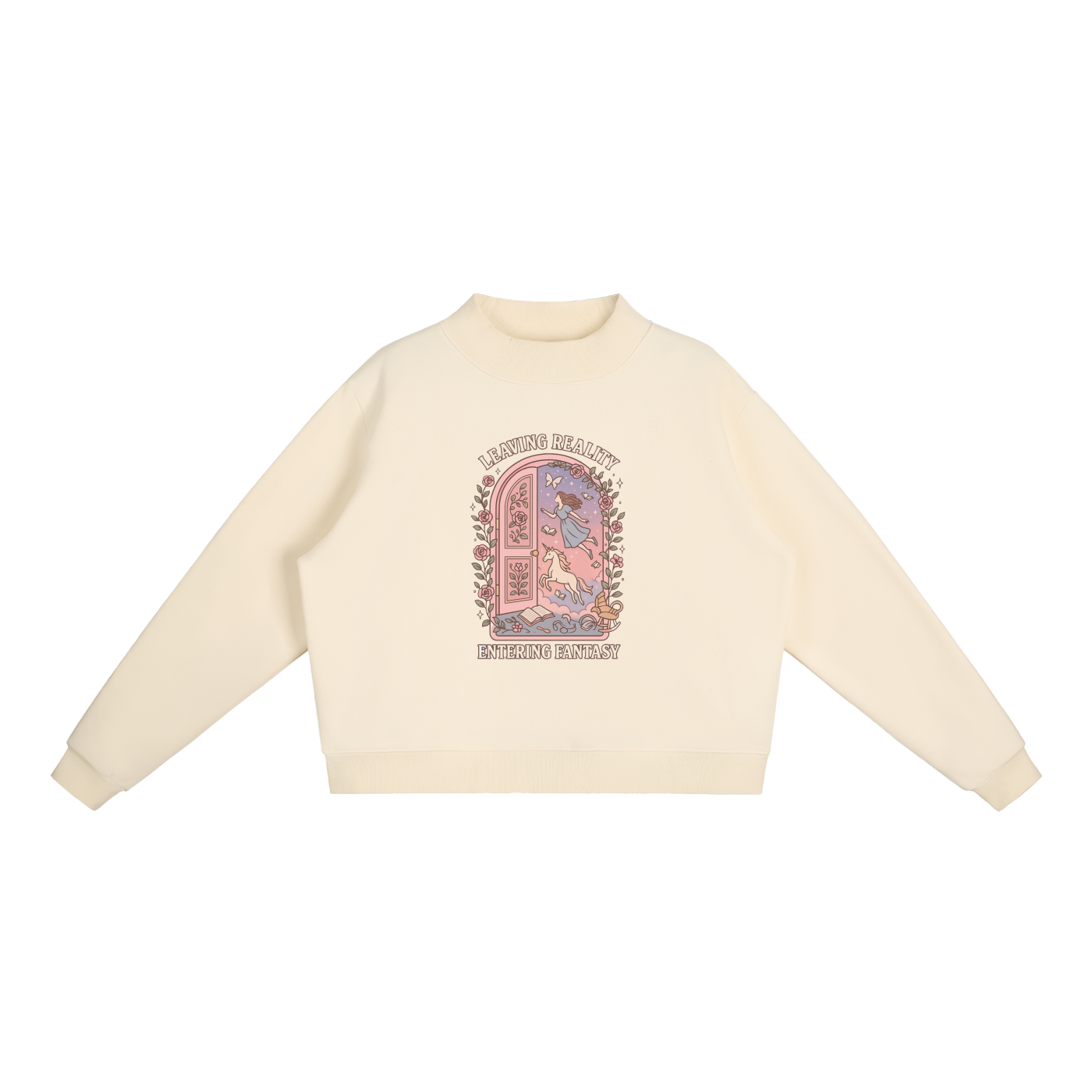 Essential Fleece Mock-Neck Crew Sweatshirt