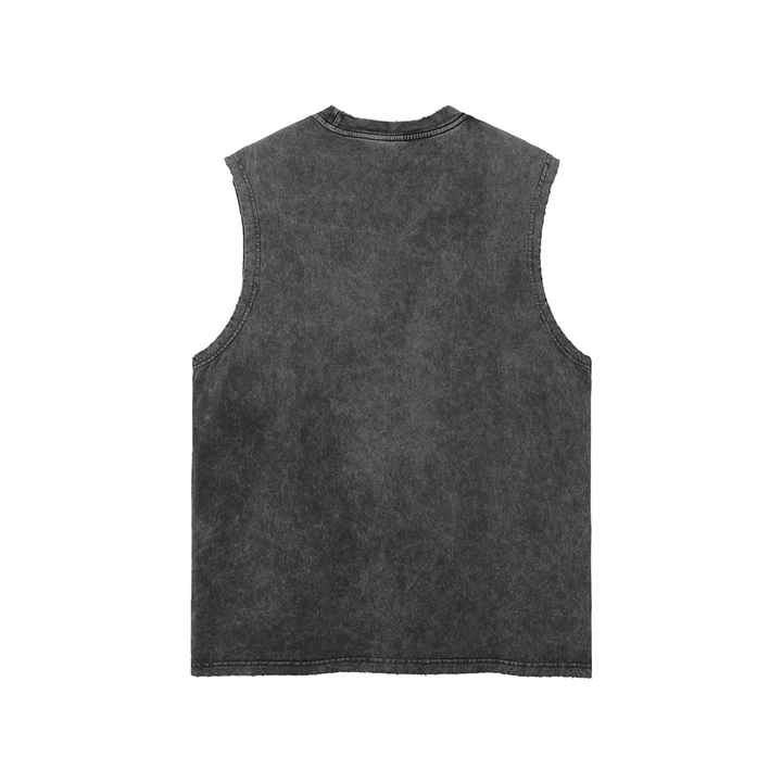 men gym wear Washed Frayed Hem Tank Top