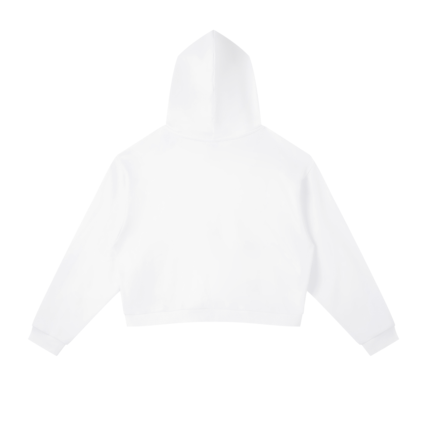 Mom The Heart Of The Family Colour Type Crop Hoodie in White, back view.