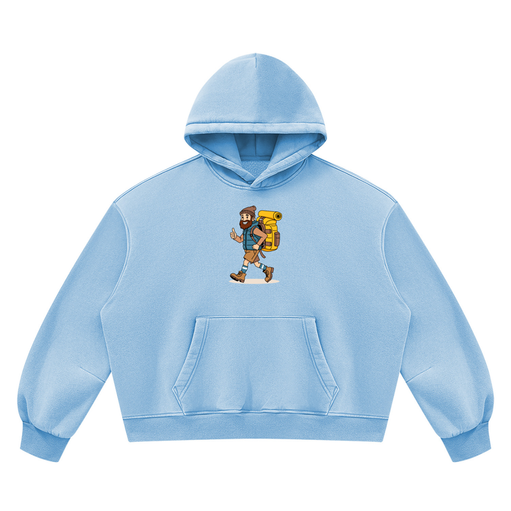 hiking lover Vintage Wash Boxy Fleece Hoodie