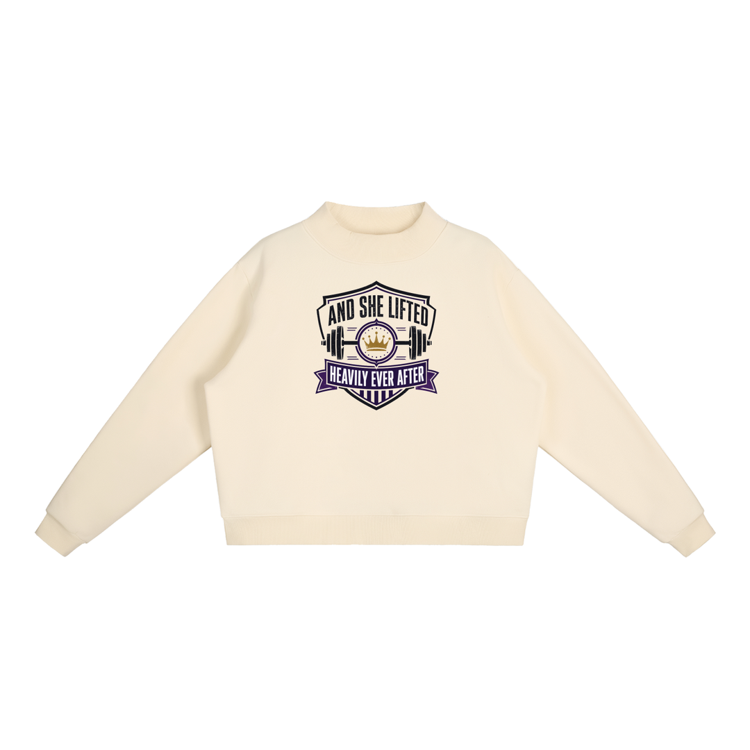 women gym wear Essential Fleece Mock-Neck Crew Sweatshirt