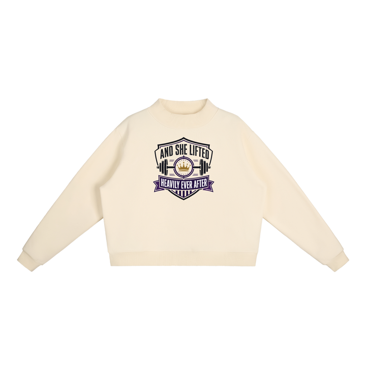 women gym wear Essential Fleece Mock-Neck Crew Sweatshirt