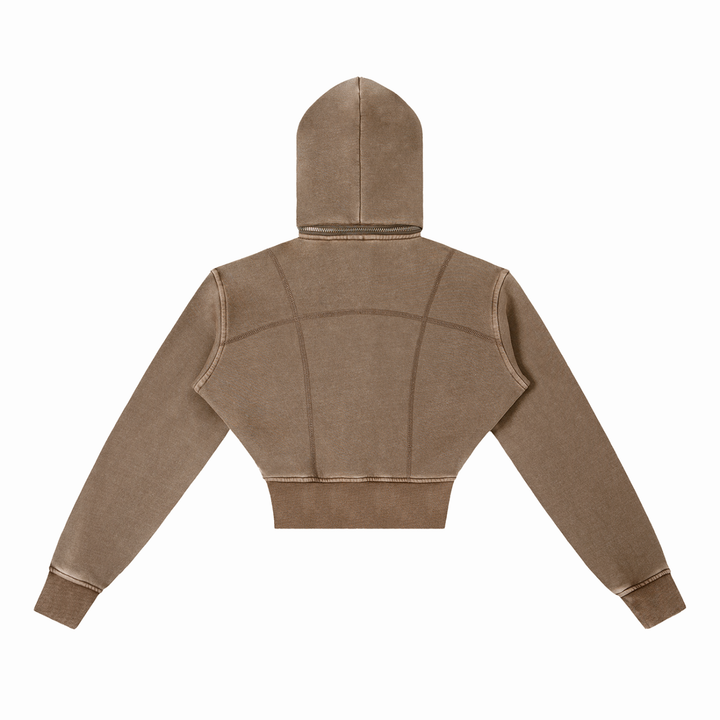 WOMEN HODDIES Vintage Washed Cropped Fleece Hoodie