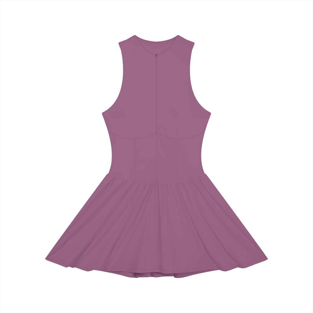 Women’s one piece Ruched Sleeveless Full-Zip Dress