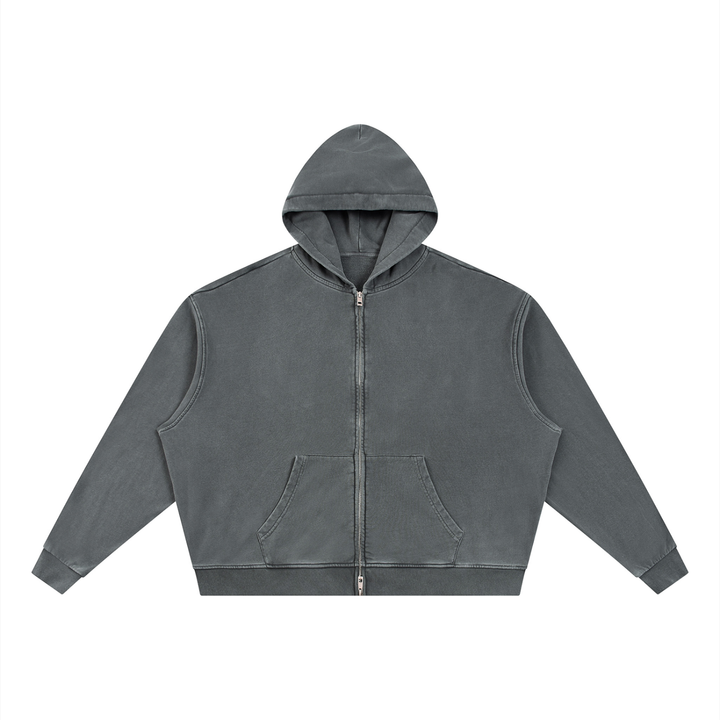 men brand Vintage Wash Full Zip Boxy Hoodie