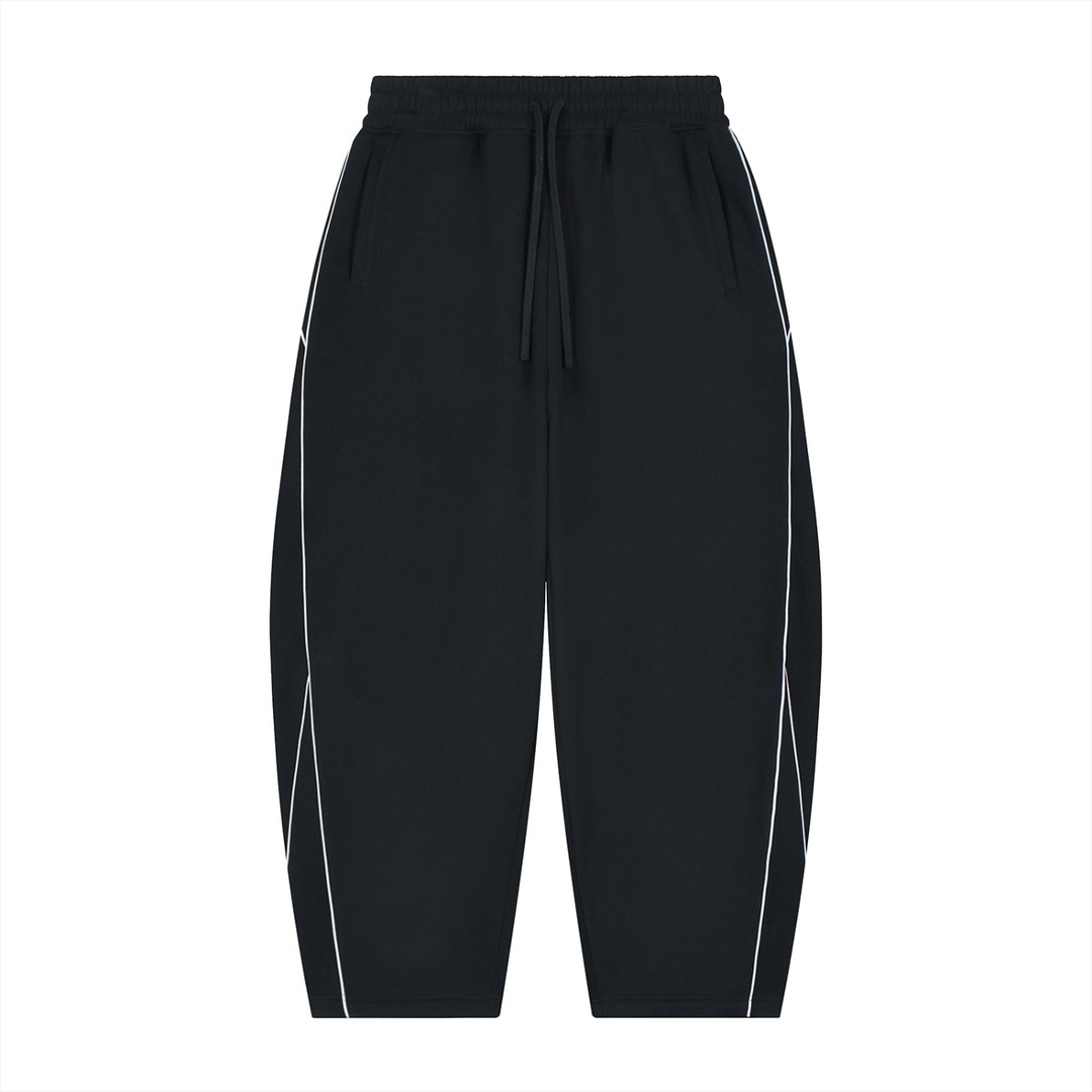 men pent  Piping Fleece Barrel Leg Sweatpants