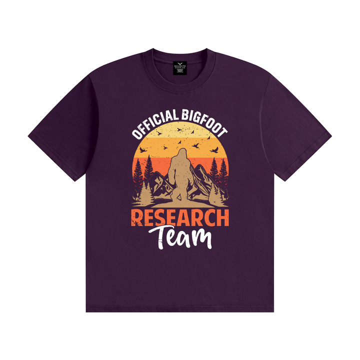 hiking lover Official Bigfoot Research Team Retro Sunset Tee