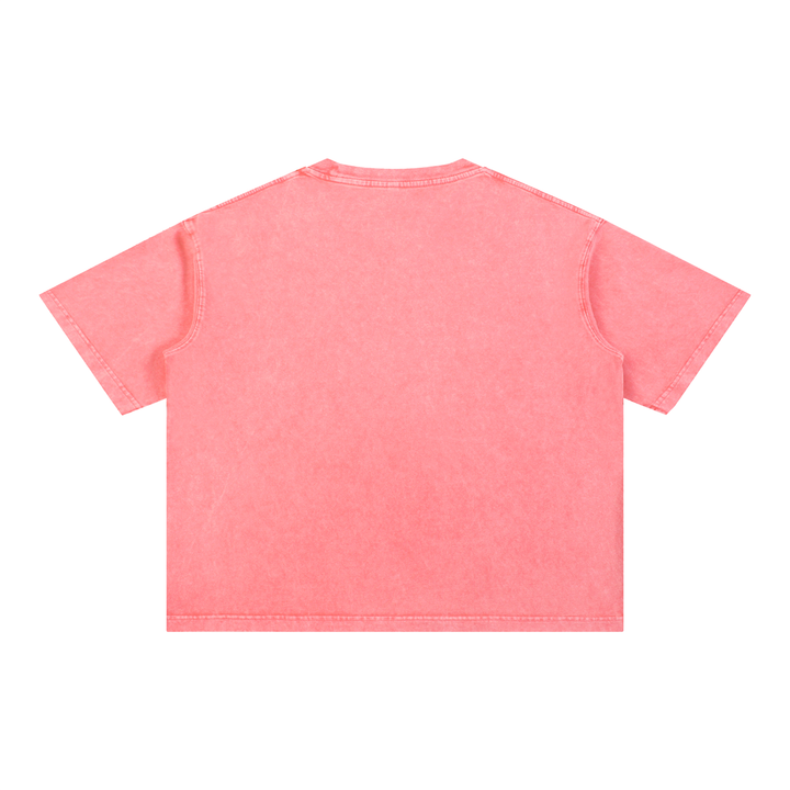 WOMEN GYM WEAR Mineral Wash Boxy Cotton T-Shirt