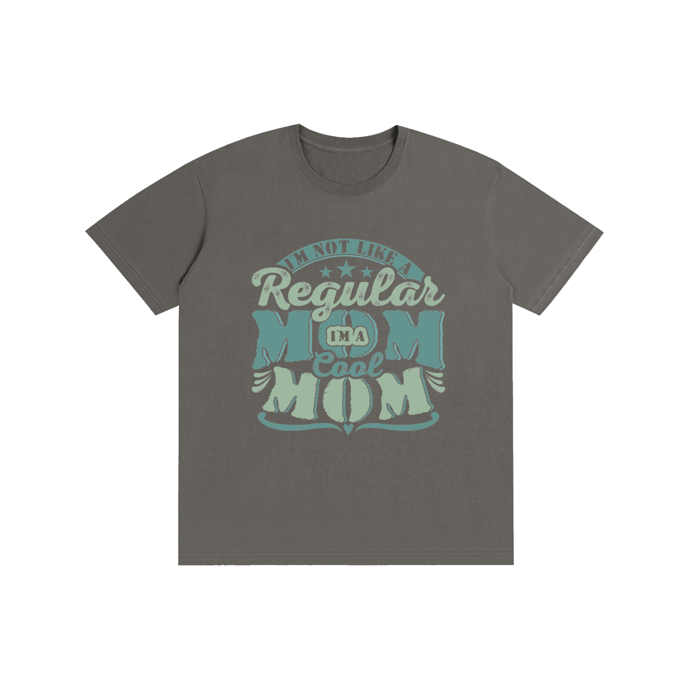 Not A Regular Mom I'm A Cool Mom Retro Tee in Charcoal Gray, flat lay.