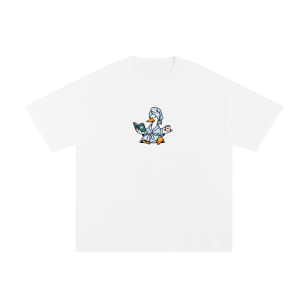MOM LOVER Reading Duck Left-Chest Cotton Tee